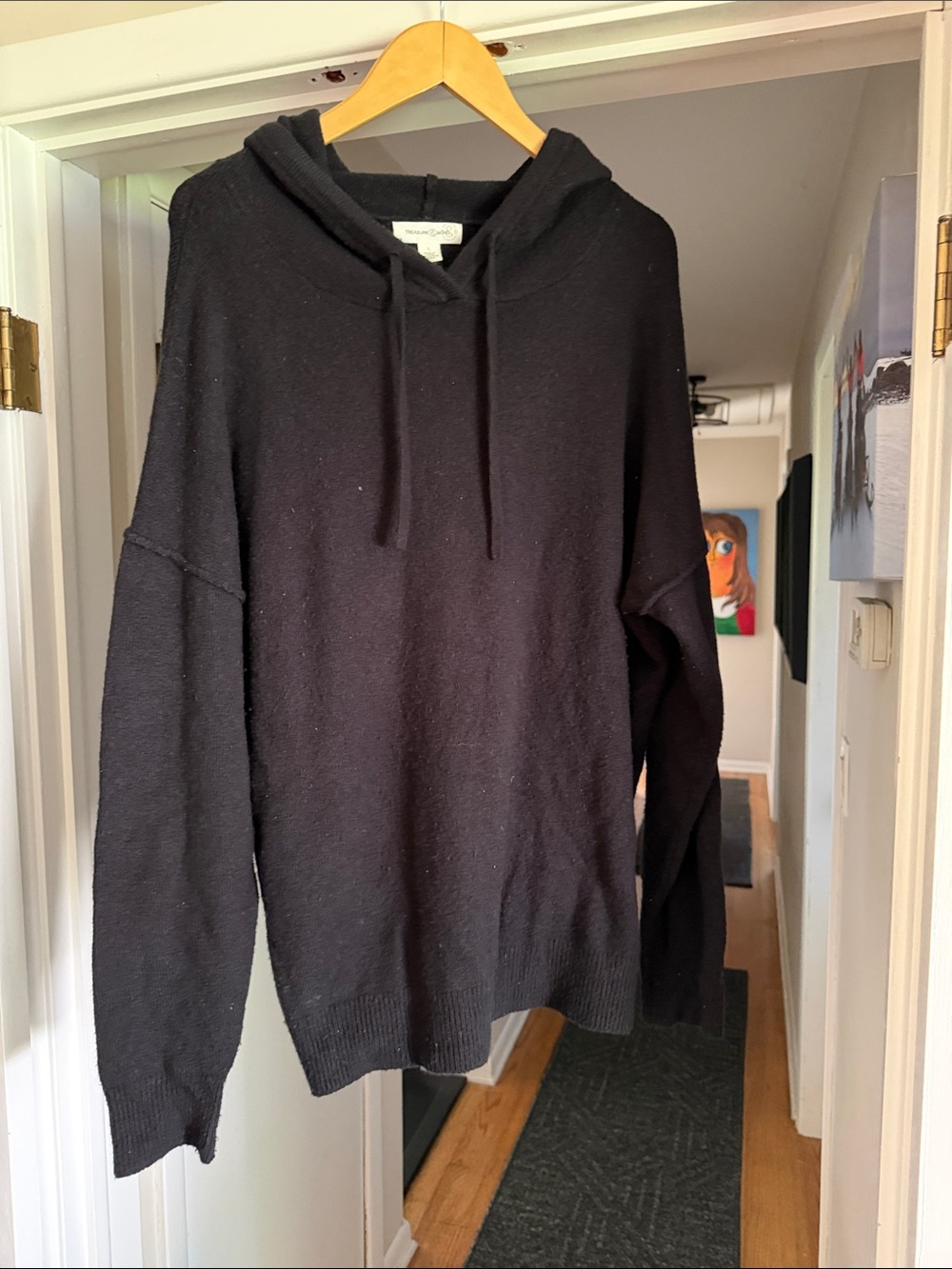 Treasure & Bond Black Crewneck Hoodie Sweater